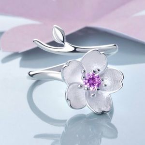 925 Sterling Silver Flower Adjustable Ring
